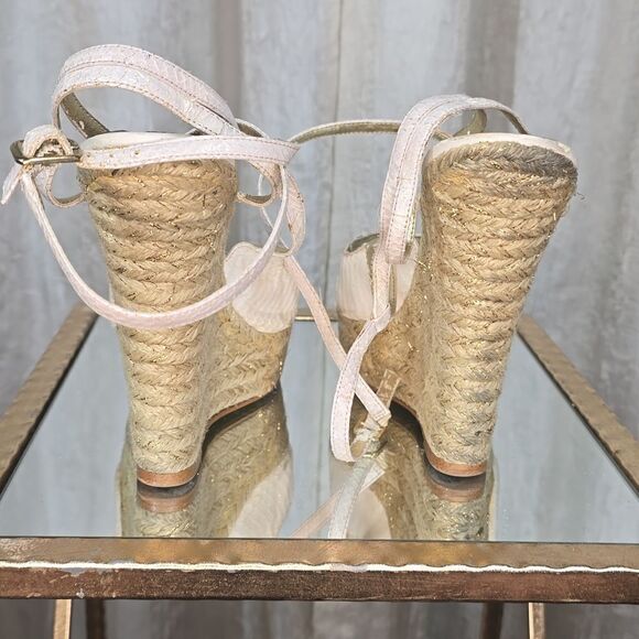 Bebe Avery White Leather Wedge Sandal - Picture 10 of 15